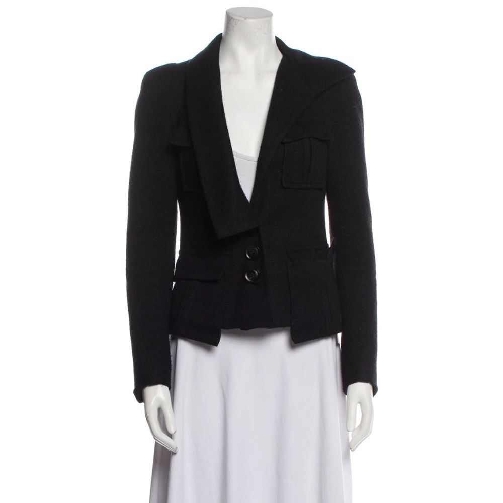 NANETTE LEPORE Womens Hooded Black lined Blazer Asymmetrical collar size S